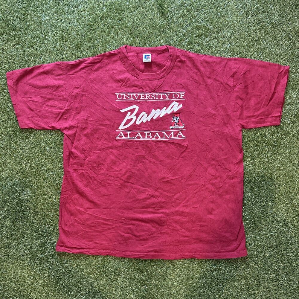 VTG Y2K University of Alabama Bama Embroidered Maroon Shirt Mens XXL Russell USA
